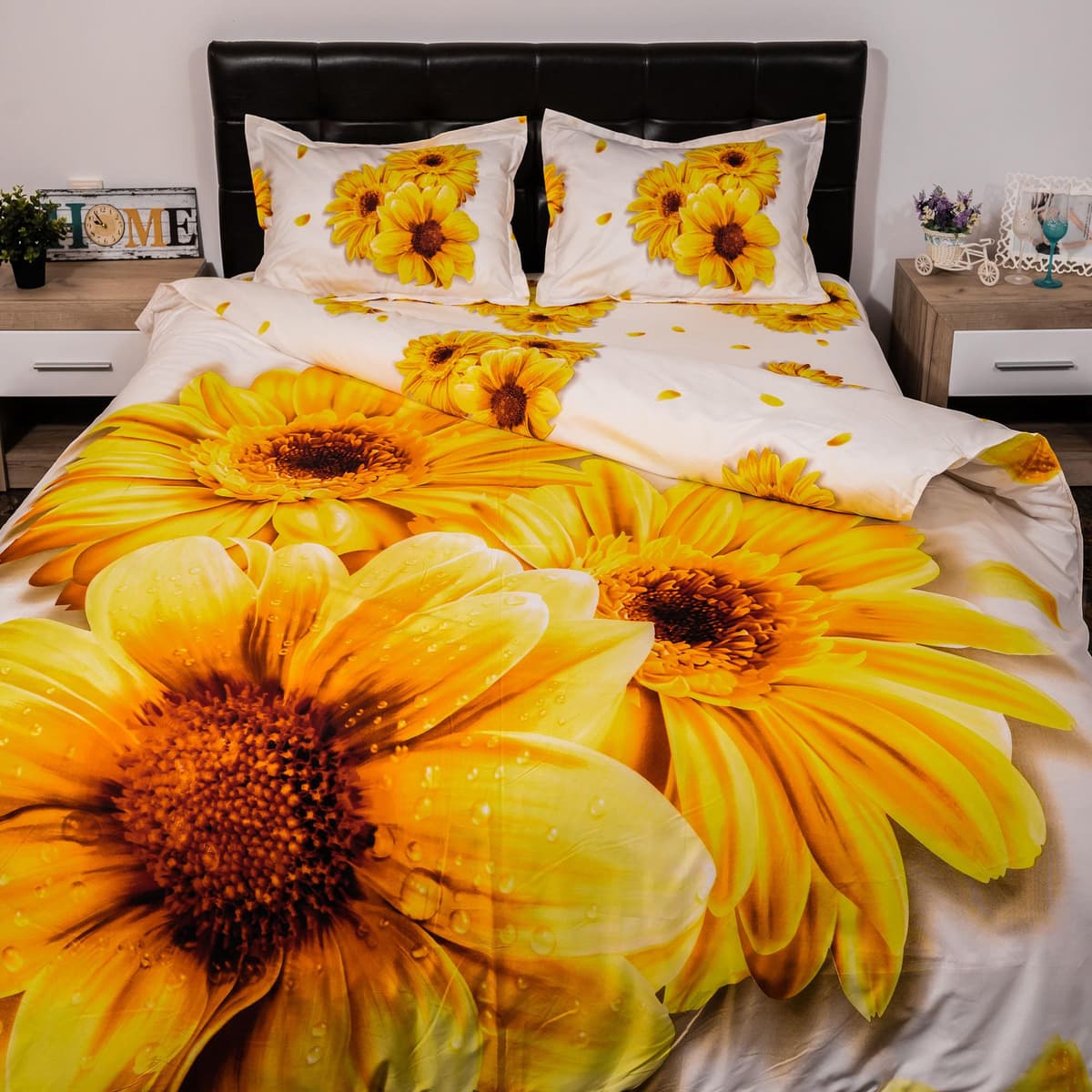Lenjerie de pat digital print 3D (YELLOW FLOWER)