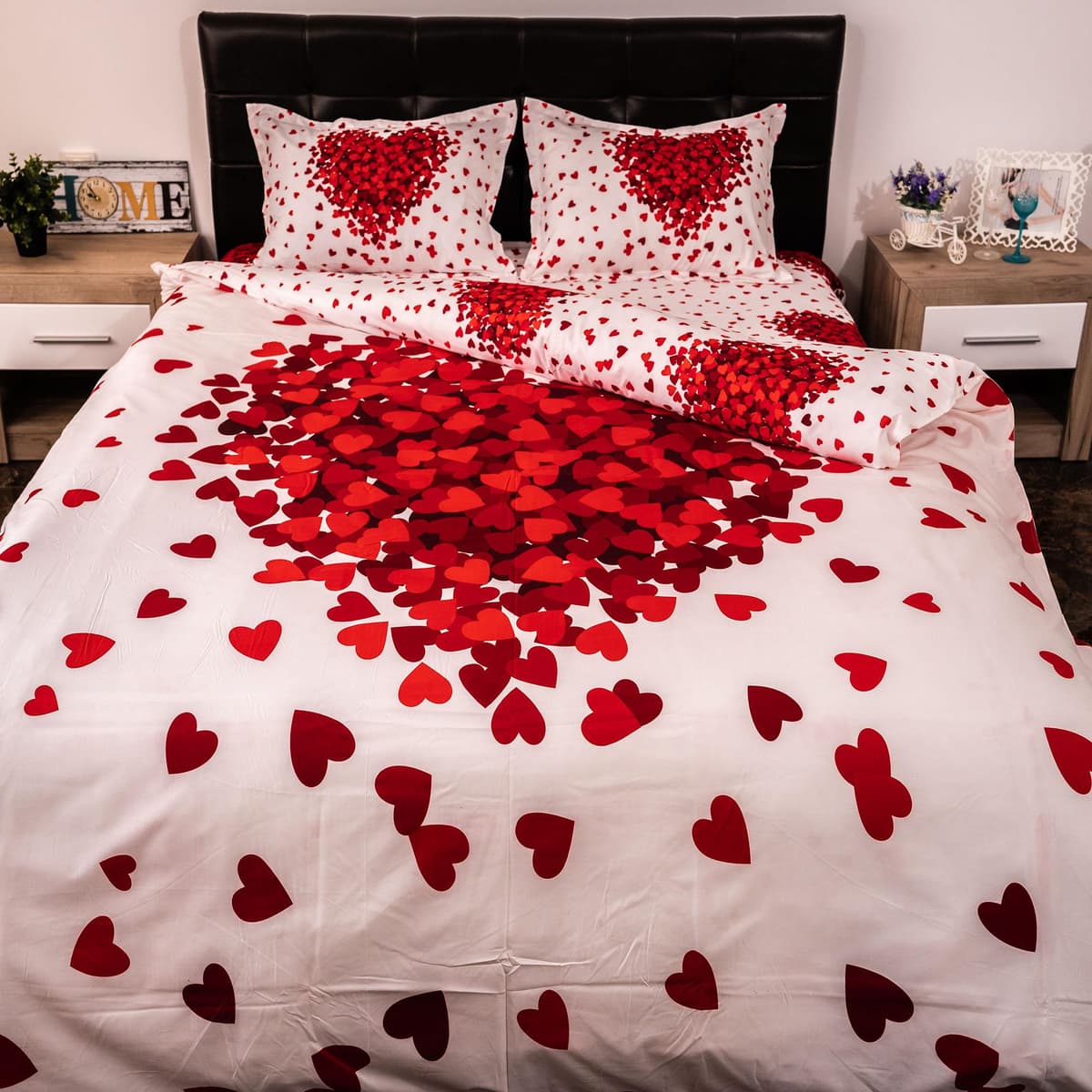 Lenjerie de pat digital print 3D (RED HEART)
