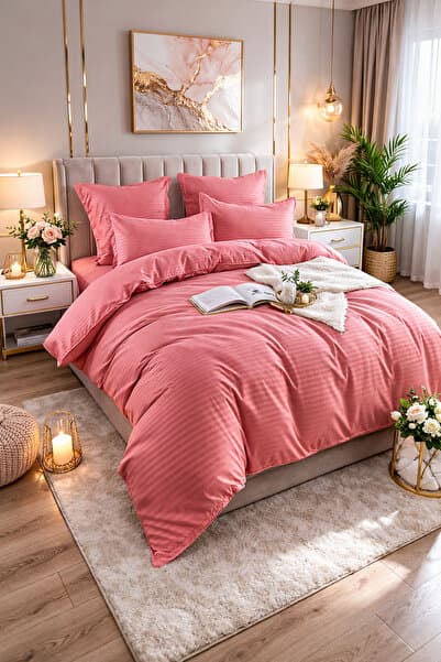 6-Piece Damask Bedding Set with Elastic, Casa Pucioasa, Fine Damask, Hotel Luxury, 4 Pillows