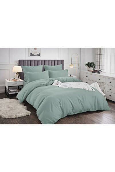 Crepe Bed Linen 6 Pieces, Casa Pucioasa, crepe cotton, mint green, complete bedroom set
